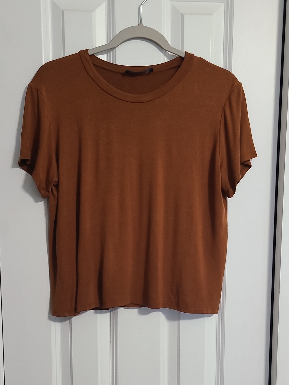 Women’s Crewneck Short Sleeve Crop Top - Rust